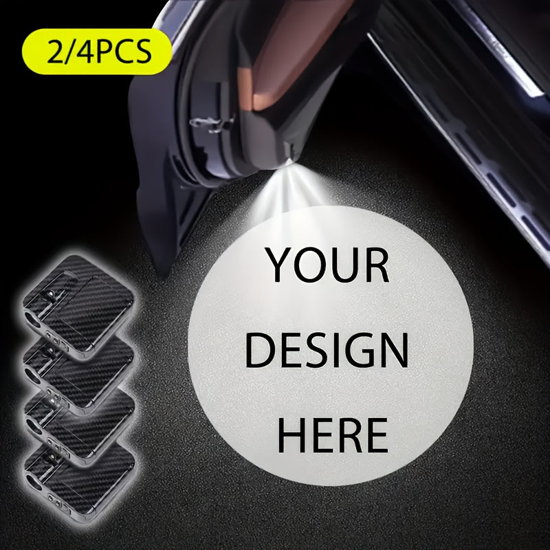 2/4 piezas personalizadas con diseño personalizado y imágenes, velocidad de generación, luz de bienvenida LED con patrones de fibra de carbono, se vuelve más atractivo cuando se abre la puerta, adecuado para varios modelos de coches, incluyendo coches y