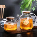 Tetera de vidrio borosilicato con tapa de bambú, 1000ml/1800ml, resistente al calor, jarra de agua de vidrio transparente, pico con filtro removible, apta para estufa y microondas, ideal para té de hojas sueltas y jugo de frutas, regalo perfecto para día