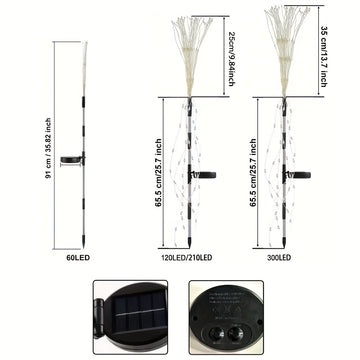 Luces de Fuegos Artificiales Solares para Exteriores LED 120/210PC, Luces Decorativas de Explosión para Halloween y Navidad al Aire Libre, IP65, Luces Ambientales de Cuento de Hadas con 8 Modos para Fiesta con Estaca para Acampada, Jardín, Patio, Balcón,
