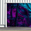 1 pieza de letrero de puerta de garaje de criatura alienígena mística - Gran decoración de arte de pared al aire libre con diseño vibrante de púrpura y azul, perfecto para fondos de fiestas de Halloween, decoración de jardín y celebraciones de fantasía,