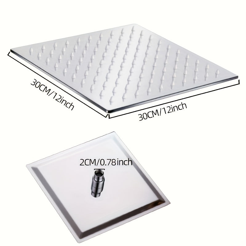 1 pieza, cabeza de ducha de 12 pulgadas (30,48 pulgadas), diseño extra grande, adecuado para duchas de alta presión, fácil de instalar, duradero y ahorrador de agua, acero inoxidable, acabado de pintura, montaje en techo y pared, no requiere electricidad