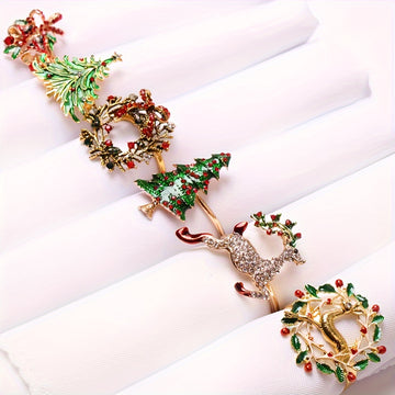 Conjunto de 6 Anillos Dorados para Servilletas para Decoración de Mesas Festivas - ¡Perfectos para Navidad, Acción de Gracias, Pascua, Cumpleaños y Más!