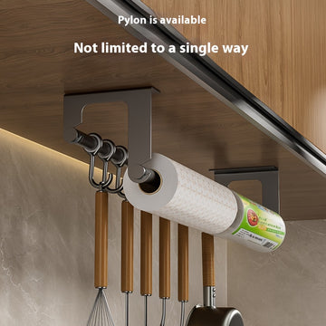 Organizador de Cocina de Acero Inoxidable - Gancho de Pared con Porta Pañuelos, Almacenamiento Multiusos para Utensilios y Accesorios