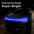 Luz LED para capó de coche, tira de acento de neón de 60 pulgadas, barra de luces de escáner de inicio multicolor, luces de neón de alto brillo de 12 V, con cableado rígido, para varios modelos, sin batería