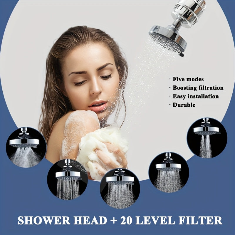Juego de Ducha Montada en el Techo Estilo Americano de 4 Pulgadas con Filtro, Filtración de Cinco Etapas, Material ABS para Baño, Disponible en Dos Colores, Diseño Moderno y Sencillo, Instalación Fácil
