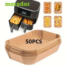 50/100/150/200pcs Papel de Hornear Premium para Freidora de Aire - Antiadherente, Impermeable al Aceite y Agua, Rectangular, Fácil de Limpiar, Accesorios Esenciales de Cocina, Suministros para Hornear, Eid Al Adha y Acción de Gracias