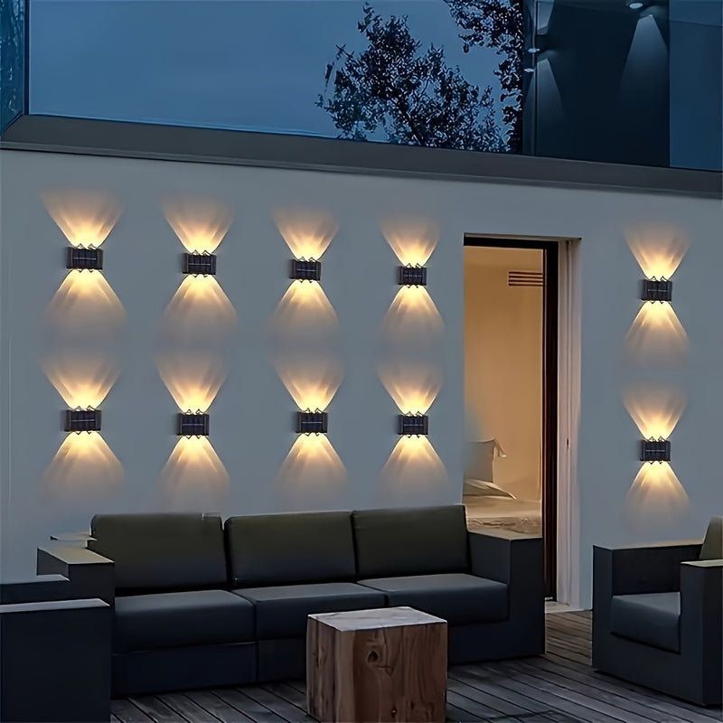 2 luces solares para pared exterior, iluminación de jardín, patio y terraza, ideal para senderos, villas, aceras y pasillos