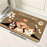 Alfombra de bienvenida con diseño de perro tierno, ideal para baño, cocina, lavandería o entrada, antideslizante, decoración navideña