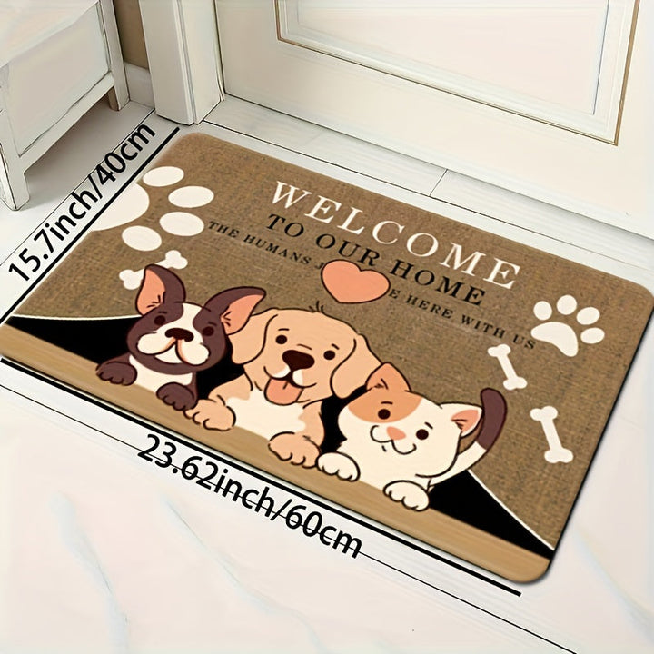 Alfombra de bienvenida con diseño de perro tierno, ideal para baño, cocina, lavandería o entrada, antideslizante, decoración navideña