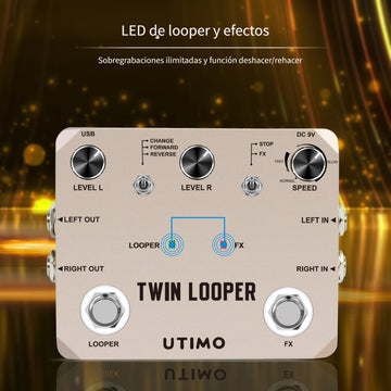 Pedal de Efectos para Guitarra Eléctrica Twin Looper con 11 Estilos y Grabación de hasta 10 Minutos