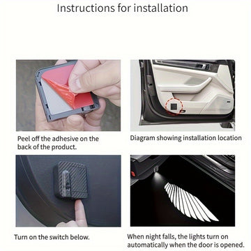 2 piezas/set luz de proyección LED para puerta, Alas de Ángel, luz decorativa de ambiente - Luz de bienvenida, señal luminosa, saludo de paso, sin batería