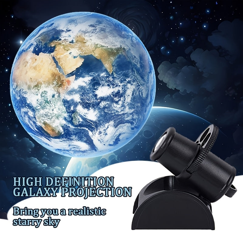 [1pc proyector de luz nocturna de cielo estrellado] 1pc proyector de luz nocturna de cielo estrellado moderno con 3 discos, 15 patrones - Lámpara de mesa de plástico con alimentación USB y control de botón, batería de litio recargable de 200 mAh, proyecc