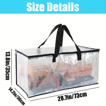 Bolsa de ropa plegable transparente con asas reforzadas y cremallera duradera, perfecta para almacenar ropa, edredones, mantas y ropa de cama