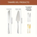 Juego de 2 cuchillos para pastel y pala para pizza de acero inoxidable dorado - Ideal para cumpleaños, bodas, fiestas y ocasiones especiales, perfecto para servir postres y pizzas, utensilios para ocasiones especiales | Vajilla elegante | Cubiertos durad