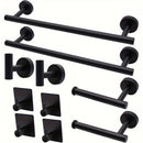 Juego de accesorios para baño moderno 2024, incluye barra para toallas de 15.8 pulgadas, montaje en pared con taladro, material duradero, acero inoxidable SUS304, juego de 10 piezas (plateado/negro)