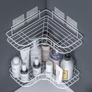 1pc Estante de Esquina Metálico Blanco Ahorrador de Espacio - Sin Taladro, Organizador de Pared para Baño y Cocina para Champú, Productos de Cuidado de la Piel y Más, Ideal para Uso Doméstico y Hotelero, Organizadores y Almacenamiento de Baño