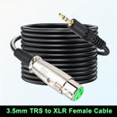 Cable de audio 3.5mm macho a XLR, cable de audio XLR con núcleo de goma verde, cable de audio, cable de micrófono 3.5mm a XLR hembra con conector de aleación de zinc y aluminio, enchufe de 3.5mm chapado en oro de cobre puro. Cable de audio para conectar