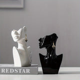 Jarrón Cerámico Nórdico de Forma Facial Bohemia - Soporte Decorativo para Flores con Rayas Geométricas para Sala de Estar, Adornos Primavera y Verano, Pieza de Arte en Cerámica de Alta Calidad, Jarrones para Decoración del Hogar