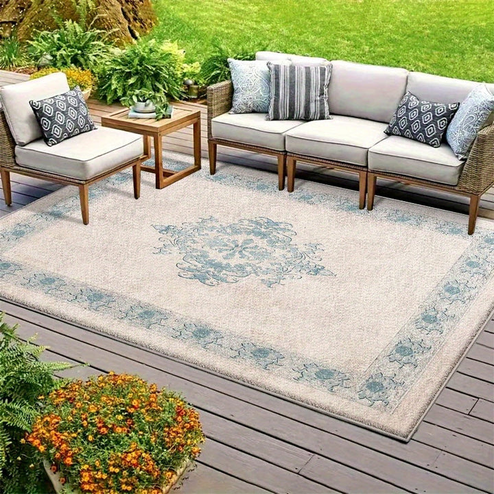 Alfombra de Terciopelo/851gsm con Estampado Moderno Geométrico para Exteriores, Antideslizante y Suave – Diseño Floral Gris Cremoso – Lujo Elegante Lavable a Máquina para Camping, Cocina y Decoración del Hogar – 2mm de Grosor