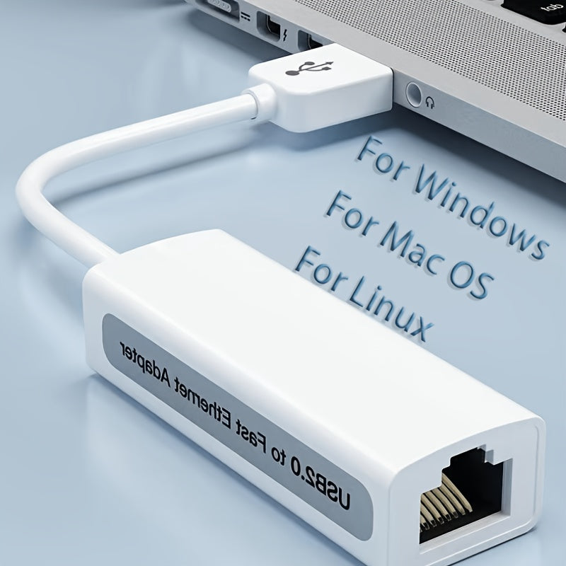 Adaptador Ethernet LAN USB 2.0 portátil con velocidad de 100 Mbit/s, función plug and play y sin necesidad de controladores