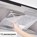 12pcs Filtros Desechables para Campana de Cocina - Película de Fibra de Poliéster Absorbente para Absorción de Grasa Lateral, Suministros Esenciales de Cocina para Estufa y Encimera, Limpieza del Área de Cocina | Diseño de Visibilidad de Grasa | Filtro D