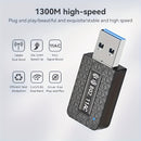 Adaptador inalámbrico USB de 1300 Mbps, adaptador de tarjeta LAN inalámbrica, adaptador de wifi para computadora portátil de escritorio, banda dual de 2.4G/5.8Ghz, compatible con protocolo inalámbrico 802.11Ax, banda dual de 1300M simultáneamente, la ban