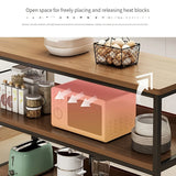 1pc Estante de almacenamiento de cocina clásico de varios niveles, marco de metal con estantes de madera artificial, organizador de almacenamiento abierto para microondas, refrigerios y artículos para el hogar, tablero de fibra de alta densidad, se requi