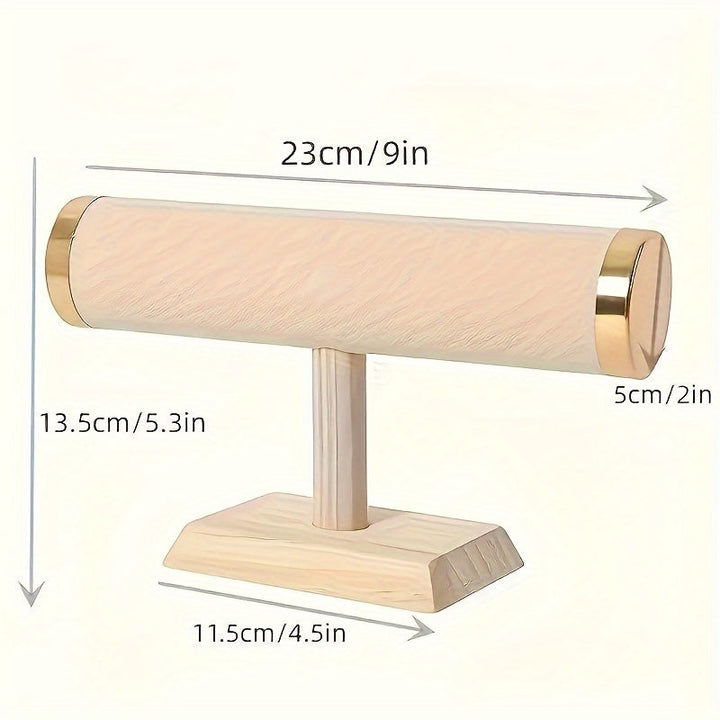 1 pieza de exhibidor de joyería de madera elegante, soporte de mesa ovalada multifuncional sin acabado para collar y pulsera, no requiere ensamblaje