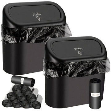 Bote de Basura Colgante Compacto para Puerta de Coche con Tapa - A Prueba de Fugas y Agua, Incluye 1 Rollo de Bolsas de Basura, Solución de Almacenamiento Versátil para el Hogar y el Vehículo