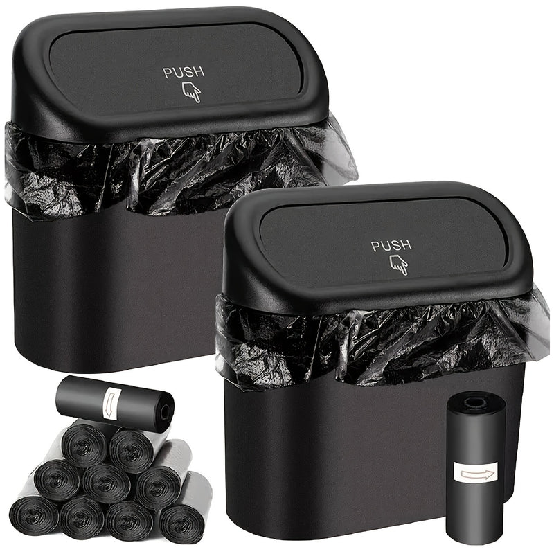 Bote de Basura Colgante Compacto para Puerta de Coche con Tapa - A Prueba de Fugas y Agua, Incluye 1 Rollo de Bolsas de Basura, Solución de Almacenamiento Versátil para el Hogar y el Vehículo