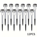 Juego de 12 Luces Solares Tubulares de Acero Inoxidable para Exteriores, Iluminación Paisajística y Jardín con Varilla de Acero Inoxidable, Lámpara para Césped IP44