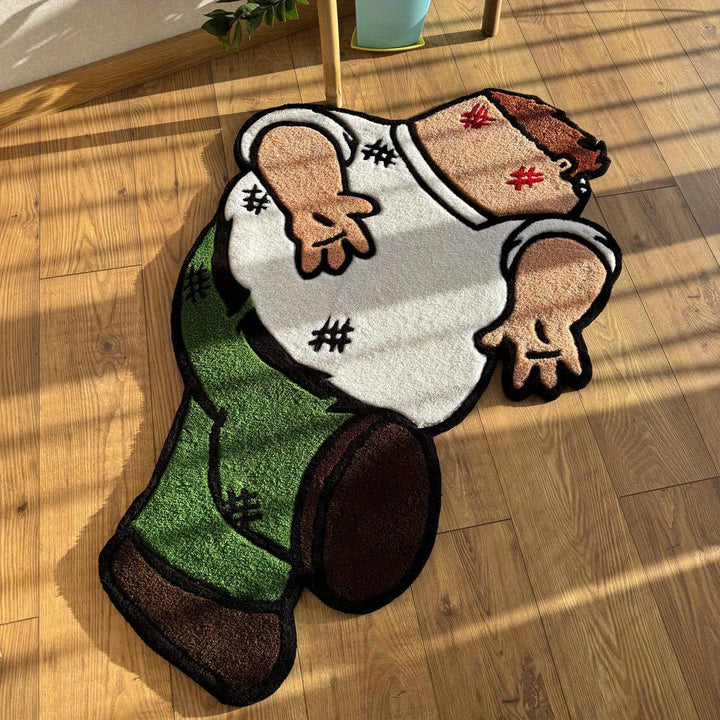1 alfombra de felpa suave imitación cachemira con diseño único de personaje animado, 1200g/m², 12.1mm de grosor, solo lavado a mano, material de poliéster, accesorio para sofá, decoración divertida para habitación, tapete para sala