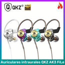 Auriculares internos QKZ AK3 FiLe de alta fidelidad, audífonos con cable y micrófono, cancelación de ruido con subwoofer, para gaming y música, plástico duradero, cable de 120 cm/47.24 pulgadas, diseño en colores vivos