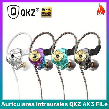 Auriculares internos QKZ AK3 FiLe de alta fidelidad, audífonos con cable y micrófono, cancelación de ruido con subwoofer, para gaming y música, plástico duradero, cable de 120 cm/47.24 pulgadas, diseño en colores vivos