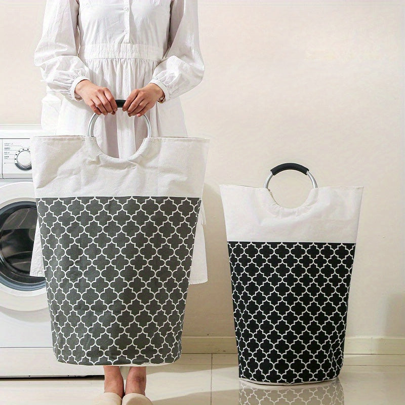 Gran Cesta de Lencería Bolsa de Almacenamiento de Ropa Colapsible Alta con Asas Impermeable para Viajes Baño Esenciales para el Colegio Dormitorio Familia 77L