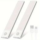 2pcs Tiras de Luz LED Blancas Elegantes con Sensor de Movimiento, Ultrafinas y Magnéticas, Recargables por USB con Brillo Ajustable - Ideales para Cocinas, Armarios, Gabinetes y Más, Luz con Sensor de Movimiento para Interiores Recargable