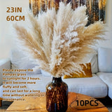 10 piezas de hierba de pampas artificial suave, tallos de caña falsos para jarrón de piso, ramilletes de boda, decoración de pared y mesa de granja, versátiles para Navidad, San Patricio, Año Nuevo, San Valentín, Pascua, Acción de Gracias