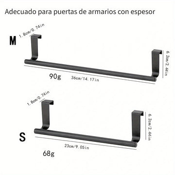 1 pza. Barral de acero inoxidable para toalla, toallero colgante para puerta de baño, accesorios para baño, colgador de paños sin perforaciones para la puerta del gabinete, barra para toalla individual en la parte posterior de la puerta del armario
