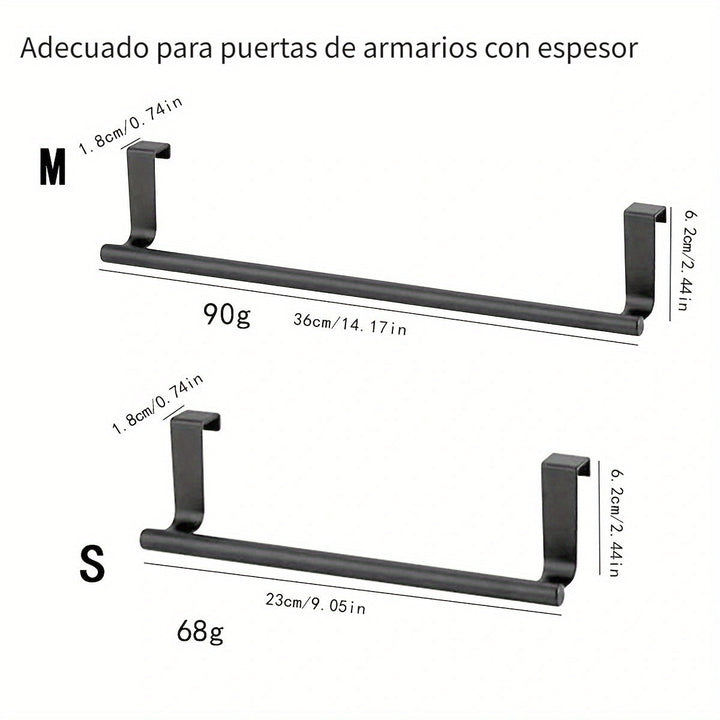 1 pza. Barral de acero inoxidable para toalla, toallero colgante para puerta de baño, accesorios para baño, colgador de paños sin perforaciones para la puerta del gabinete, barra para toalla individual en la parte posterior de la puerta del armario