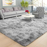 Alfombra grande para sala, diseño tie-dye en tono gris agua, textura esponjosa y ultra suave, moderna y decorativa, ideal para dormitorio