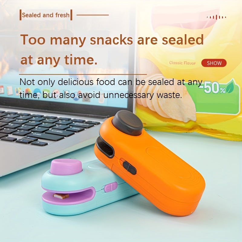 Sellador de calor portátil para bolsas de snacks de comida, máquina de sellado de vacío para comida, clip de sellado de snacks para bolsas de almacenamiento de embalaje de plástico, mini sellador de mano para el hogar, adecuado para sellar bolsas de plás