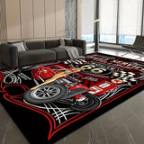 1pc Alfombra de Coche de Carreras y Ruta 66, Adecuada para Cocina, Pasillo, Dormitorio, Baño o Sala, Felpudo Ligero Antideslizante Lavable a Máquina y Grueso para Interior/Exterior