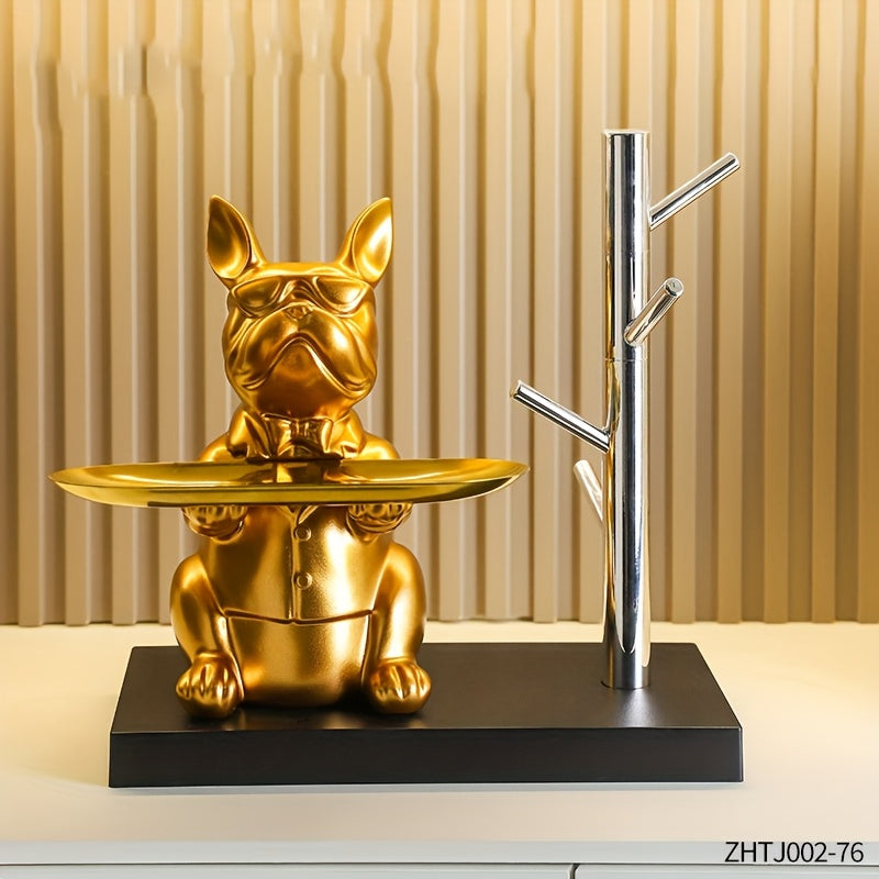 1pc Organizador de Llaves con Diseño de Perro Cartoon - Decoración para Mesa de Entrada en Resina con Gafas y Llavero, Uso Interior/Exterior, Sin Necesidad de Electricidad, Regalo Único para Hogar o Oficina