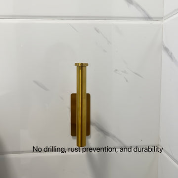 Soporte para Papel Higiénico de Acero Inoxidable Cepillado Dorado de Fácil Instalación - Autoadhesivo, Montaje en Pared Sin Taladro para Pañuelos de Baño