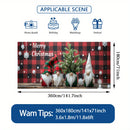 2D Banner de Puerta, 1 Pieza, Banner de Puerta de Navidad Festiva con Gnomos y Árboles - Poliéster, Cuadros Rojos y Negros con Copos de Nieve, Perfecto para Decoración de Vacaciones, Bodas y Celebraciones al Aire Libre, Decoraciones de Navidad con Gnomos