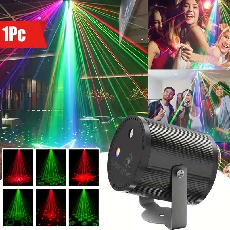 Luz Láser Cilíndrica Negra con Alimentación USB - Decorativa, Bajo Consumo (<0.4mW), Portátil para Sonido En Vivo y Iluminación
