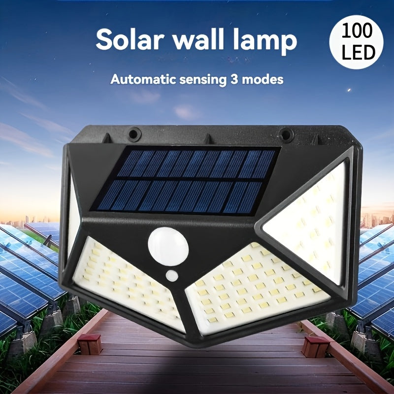 2/4/6 Luces de pared solares de 100 LED, luces de seguridad, luces de emergencia con sensores de movimiento, con 3 modos, un rango de iluminación de 270º y sin instalación de cables, adecuadas para patios al aire libre, jardines, cercas, cubiertas, garaj