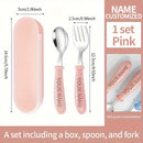 1PCS Vajilla Personalizada, Cuchara y Tenedor de Acero Inoxidable 304, Cuchillo y Tenedor Corto con Mango de Silicona para Aprendizaje de Alimentación Complementaria, Regalo de Apertura Escolar, Vajilla Portátil Personalizable