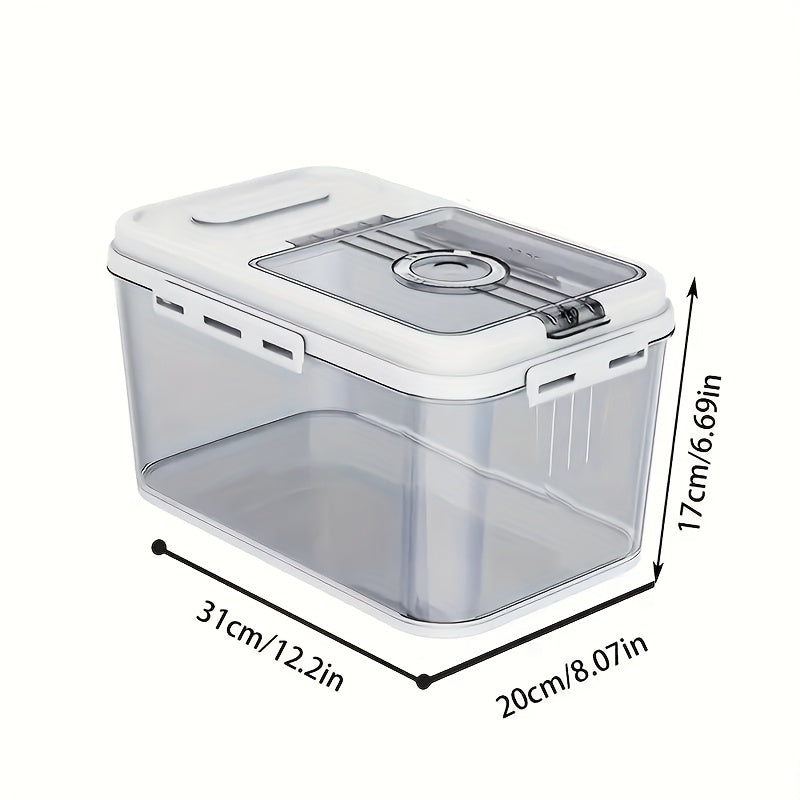Contenedor de almacenamiento de arroz hermético con tapa transparente - Prueba contra insectos y humedad, dispensador de granos de plástico duradero para la organización de la cocina
