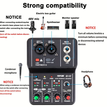 Interfaz de audio USB de 2 canales con enchufe para micrófono, control de volumen y salida de monitor - Tarjeta de sonido plug & play para grabación de computadora, producción de música, estudio en casa, consola de mezcla USB mini, dispositivo de grabaci